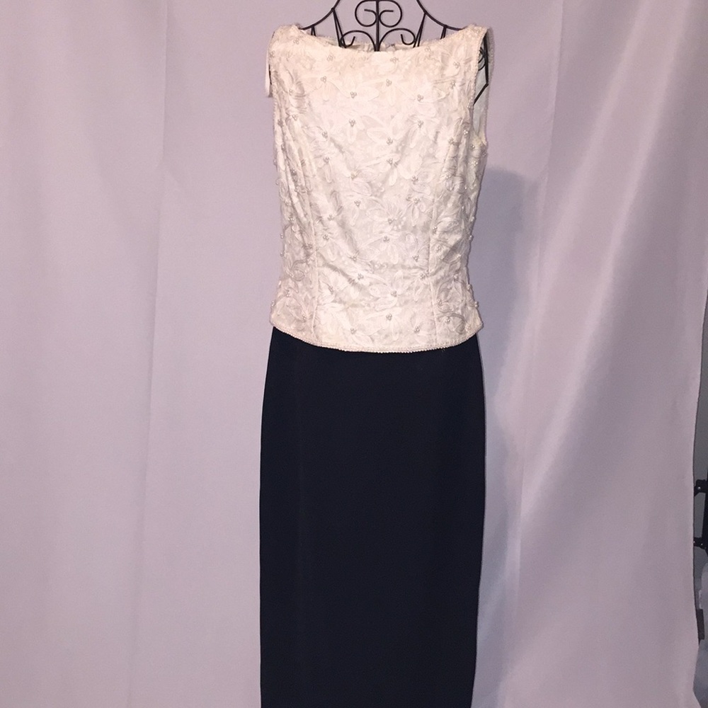 Black and Ivory dress with pearls